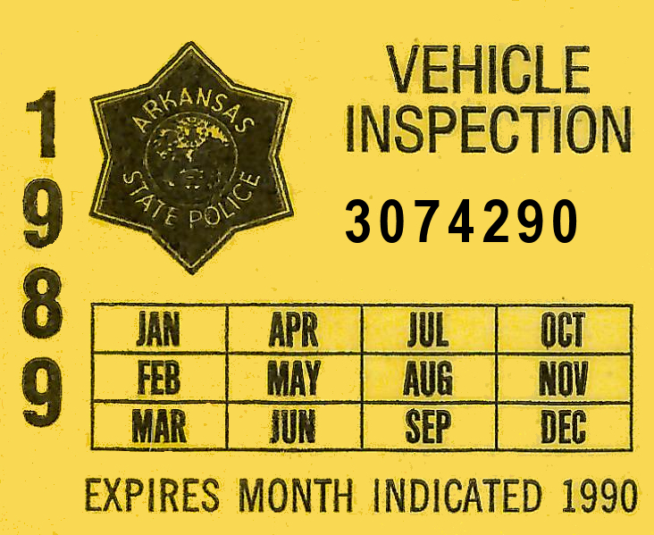 1989 Arkansas Inspection Sticker (image for) 1989 Arkansas Inspection Sticker